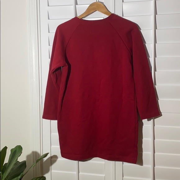Zara Womens Red Long Sleeve Versatile Sweater Dress With Two Front Pockets - Picture 2 of 8